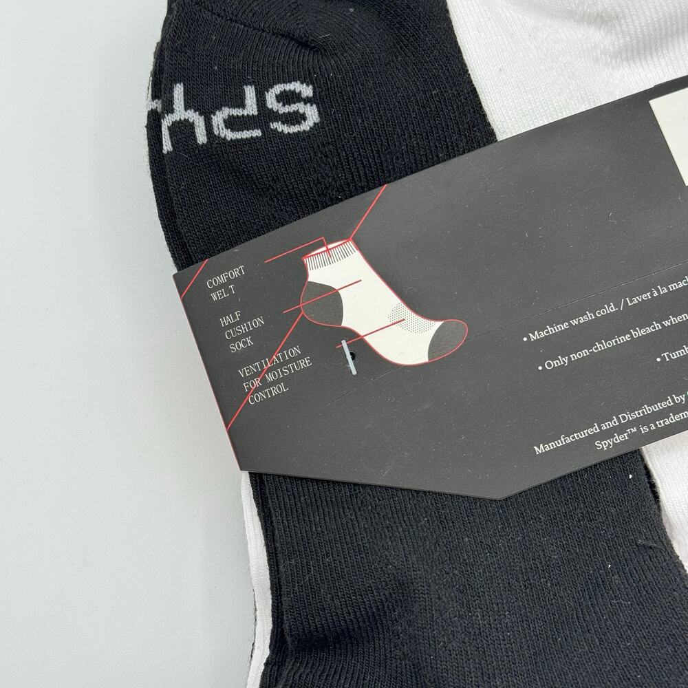 Spyder Low Cut White Black Cushion 5 Pairs Socks Men’s Size 6-12 - Picture 6 of 6